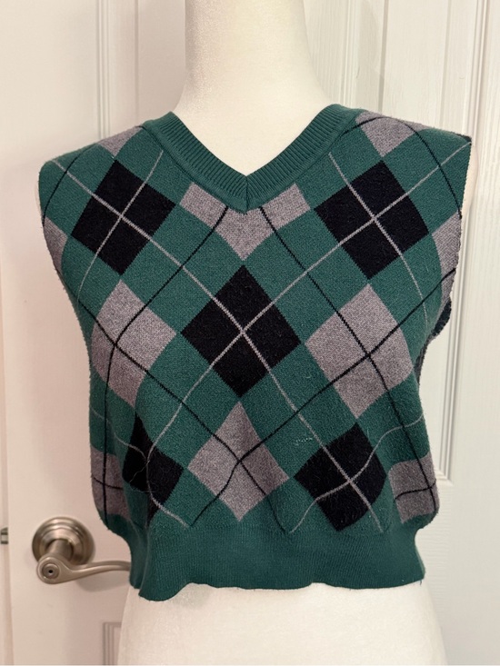 SHEIN Sweaters - SHEIN Teal Argyle V-Neck Sweater Vest